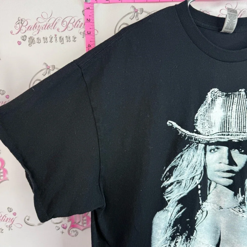 Beyoncé 2023 tour renaissance Black Graphic Cowgirl Tee Metallic Silver Print - Picture 4 of 10